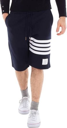 Thom Browne Navy 4-Bar Loopback Cotton Sweatshorts