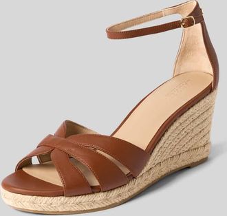 Lauren Ralph Lauren Wedges aus echtem Rindsleder Modell NELLIE in Cognac, Gr&ouml;&szlig;e 37,5