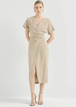 Brunello Cucinelli Wrap-effect dress in Beige at Nordstrom, Size Xx-Small Eu