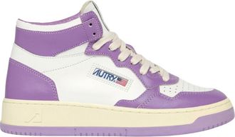 Autry Womens Medalist Mid Sneakers In White & Lavender