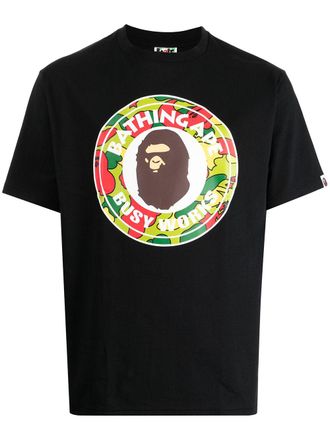 A Bathing Ape logo-print cotton T-shirt - men - Cotton - L - Black