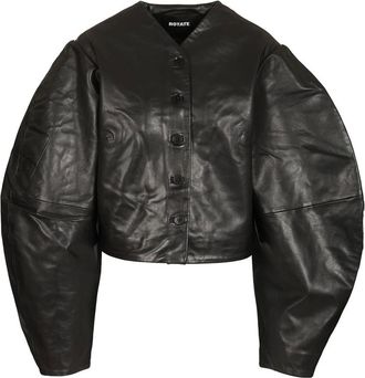 Rotate Rotate Birger Christensen, Jassen, Dames, Zwart, M, Leer, Button Leather Jacket