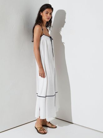 Reiss Tipped Tie-detail Midi Beach Dress, 10