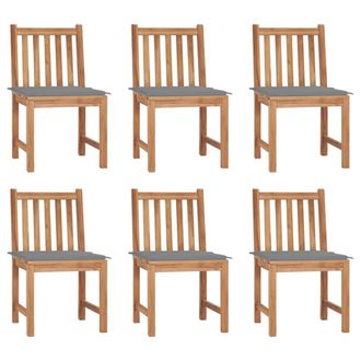 vidaXL Sillas De Jard&iacute;n 6 Unidades Con Cojines Madera Maciza De Teca Vidaxl