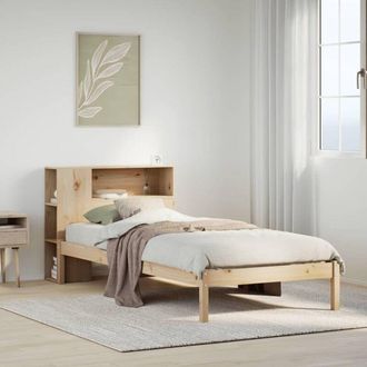 vidaXL Cama Con Estanter&iacute;a Sin Colch&oacute;n Madera Maciza De Pino 90x190 Cm Vidaxl