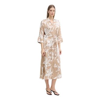 Joseph Ribkoff Floral Belted Shirt Dress - Dames - Shirt Kleedjes - Beige - XS - Polyester - Kleedjes