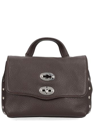 Zanellato Pebbled Leather Handbag With Structured Silhouette And Silver Accents