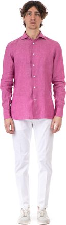 Borriello Vibrant Pink Linen Shirt with Mother-of-Pearl Buttons