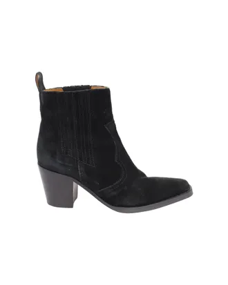 Ganni Ganni Western Style Ankle Boots in Black Suede