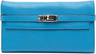 Hermès Portafoglio Kelly in pelle Chevre Mysore 2017 - Blu