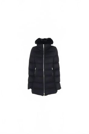 Moorer Womens Dorado Fur Hood Mid-Length Down Jacket In Nero