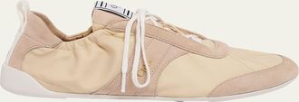 Chlo&eacute; Kick Mixed Leather Low-Top Sneakers