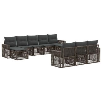 vidaXL Conjunto De Sof&aacute;s De Jard&iacute;n 10 Pcs Gris Y Gris Oscuro Vidaxl