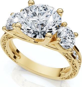 Pompeii3 Certified 3.40Ct Round Cut Diamond Engagement Ring 14k Gold Lab Grown