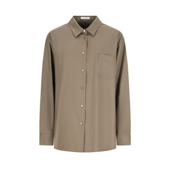 The Row Overhemden, Dames, Beige, M, Wol, Pino Shirt