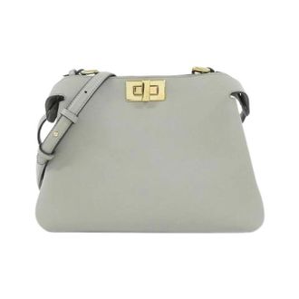 Fendi Pre-owned Peekaboo Soft Small Calf Shoulder Bag - Dames - Pre-owned - Grijs - Maat: ONE Size Leer