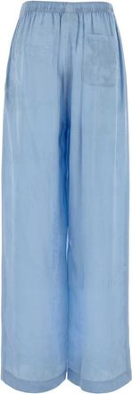 Balenciaga Womens Light Blue Silk Wide-Leg Pant Baby T Ri Polyester Pantaloni Trousers