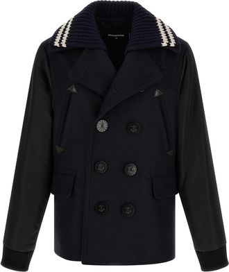 Dsquared2 Blue Double Breasted Coat