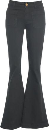 Seafarer Hoge Taille Flared Broek - Dames - Wijde Broeken - Zwart - W25 - Katoen - Broeken