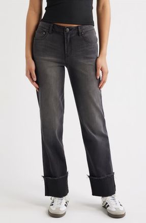 1822 Denim Cuffed Raw Hem Straight Leg Jeans in Watson at Nordstrom, Size 29