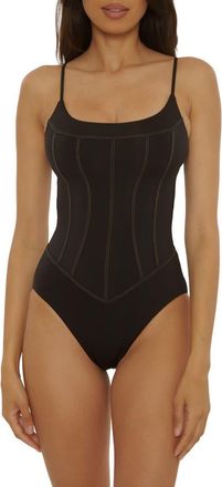 BECCA by Rebecca Virtue Halter One-Piece Swimsuit in Black at Nordstrom, Size Medium