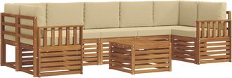 vidaXL Conjunto De Sof&aacute;s De Exterior 8 Uds. Natural Y Beige Vidaxl
