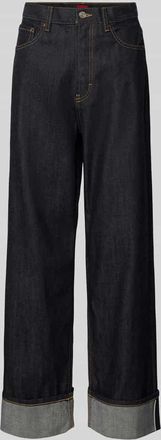 HUGO BOSS Wide Leg Jeans aus Baumwoll-Mix Modell GEABENA in Dunkelblau, Größe 25/32