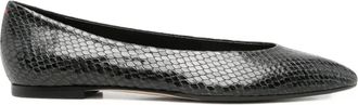 Aeyde Schoenen, Dames, Groen, 40 1/2 EU, Leer, Ellie Mini Snake Print