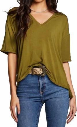Chaser Mason V Neck Top In Sphagnum