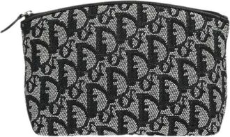 Dior Pre-owned Clutches, female, Gray, Size: ONE SIZE Pre-owned Vintage trotter pouch