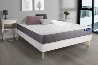 Actisom Somier blanco + colch&oacute;n con espuma viscoel&aacute;stica 120 x 195