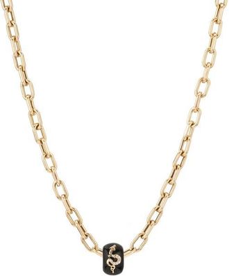 Adina Reyter 14K Pav&eacute; Diamond Dragon Big Bead Necklace in Yellow Gold at Nordstrom, Size 16