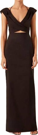 Shona Joy Lani Cross Front Ruched Maxi Dress In Black