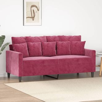 vidaXL Sof&aacute; De 2 Plazas De Terciopelo Rojo Tinto 140 Cm Vidaxl