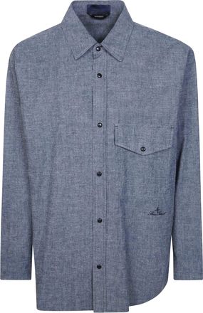 Stone Island Embroidered Classic Collar Button-Up Shirt