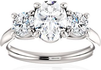 Pompeii3 1 3/4 Ct Moissanite & Lab Grown Diamond 3 Stone Engagement Ring 10k White Gold