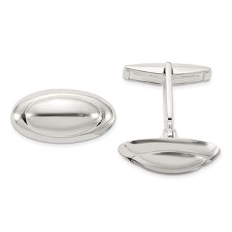 Diamond2Deal Sterling Silver Polished Long Oval Cuff Links