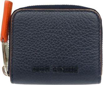 Dior Navy Orange Leather Coin Purse/Coin Case (Pre-Owned)