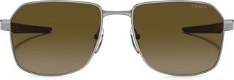 Prada logo-print sunglasses - men - Metal - 57 - Grey