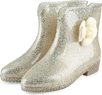 Generic Rain Boots For Ladies Mid Calf Slip Comfortable Soft Sole Sparkly Glitter Bow Design For Outdoor Walking Hiking Casual Wear Womens Waterproof Ankle Ra