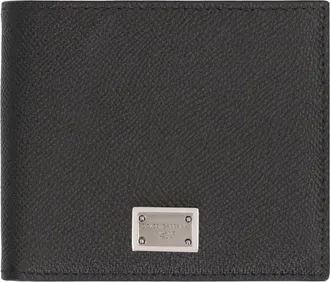 Dolce & Gabbana Mens Wallet Flap-Over Calfskin Black Calf Leather & Cardholders