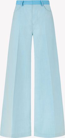 Serena Bute Wool Wide Leg Trouser - Sky Blue