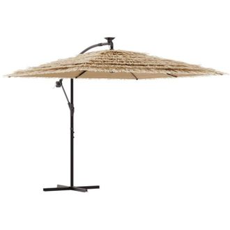 vidaXL Sombrilla De Jard&iacute;n Con Leds Poste Acero Marr&oacute;n 246x246x230 Cm Vidaxl