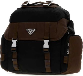 Prada Mens Two-Tone Re-Nylon Crossbody Bag Black