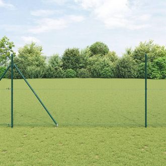 Berkfield Home Welded Wire Fence with 13 Spike Posts Green 1.5x25 m Steel