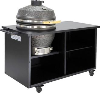 Sweeek Charcoal barbecue, smoker with side table and cover black 130x70x80 cm - Yaku