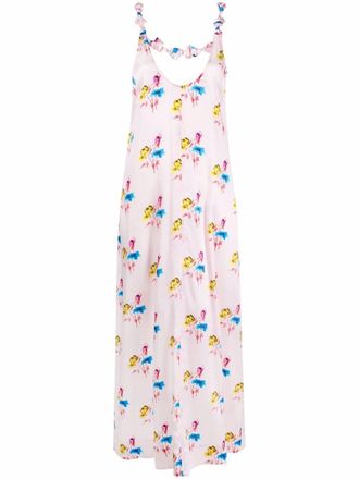 Ganni floral-print slip midi dress - women - Elastane/Organic Silk - 34 - Pink