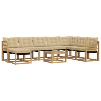 vidaXL Conjunto De Sof&aacute;s De Exterior Con Coj&iacute;n 9 Pcs Y Beige Vidaxl