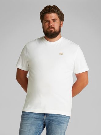 Calvin Klein Plus T-Shirt PLUS WOVEN LABEL REGULAR TEE, Herren, Gr. 5XL (62), weiss (hellwei&szlig;), Single Jersey, Obermaterial: 100% Baumwolle, CALVIN KLEIN JEANS PLUS, un