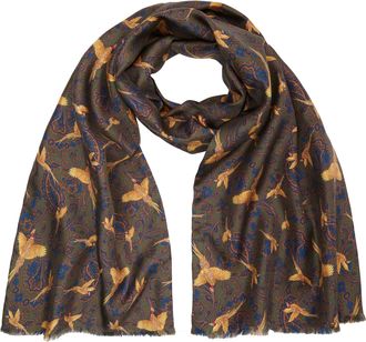 Oliver Brown Flying Pheasant Scarf - Wool / Silk Blend - Green